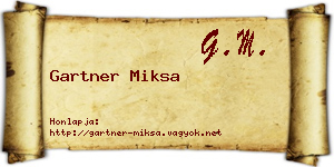 Gartner Miksa névjegykártya